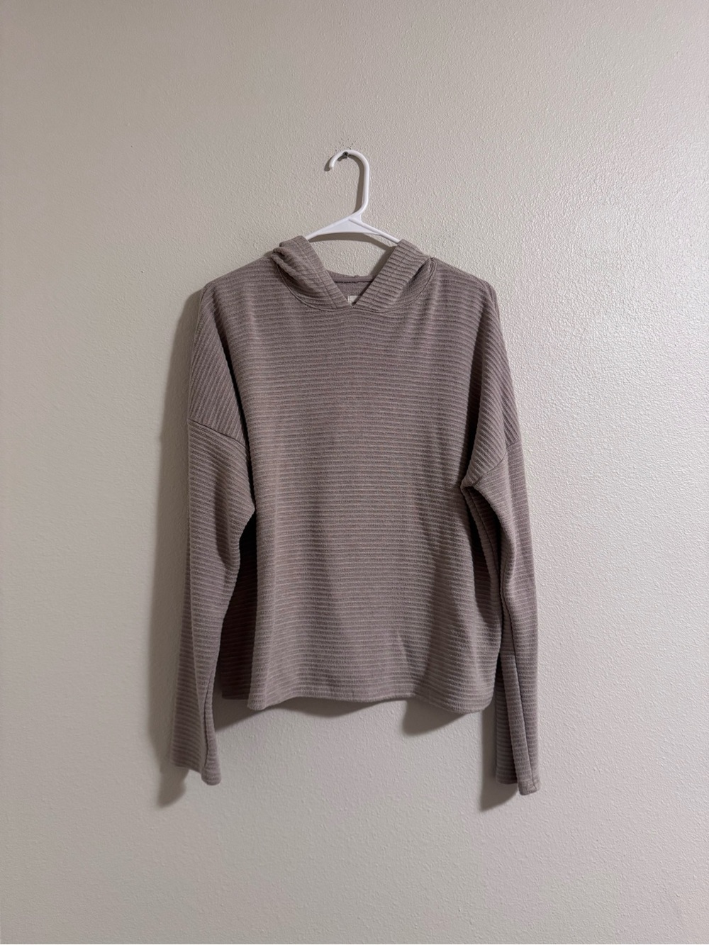 Thread & Supply Ribbed Hoodie in Light Taupe